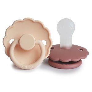 FRIGG Daisy Pacifiers - Silicone 2-Pack - Pink Cream/Powder Blush - Size 1